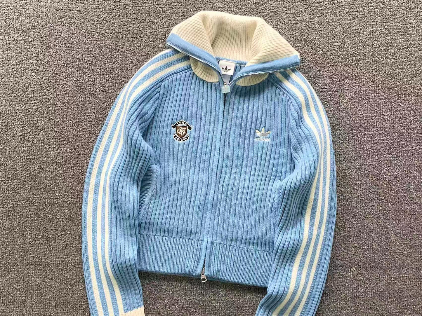 Suéter Adidas feminina Ribbed Knit Track Jacket
