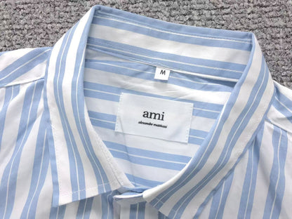 Camisa AMI Paris Stripe Mini Heart Blue