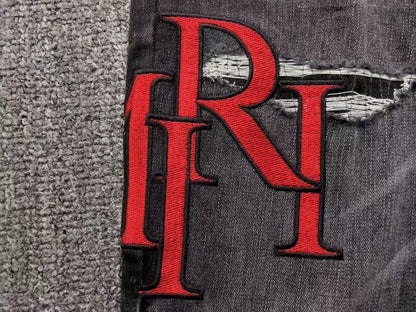 Calça AMIRI Red Logo Destroyed