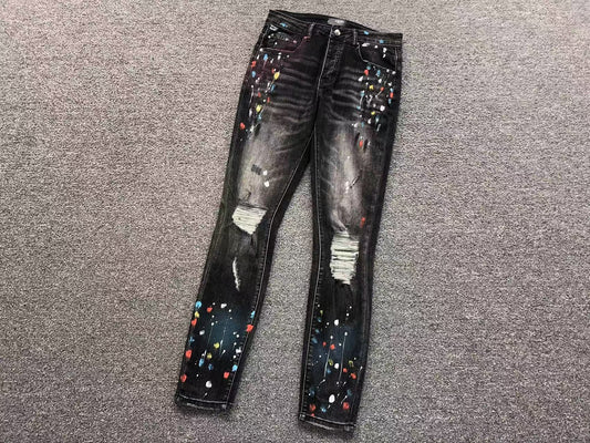 Calça AMIRI Galaxy Paint Black Denim
