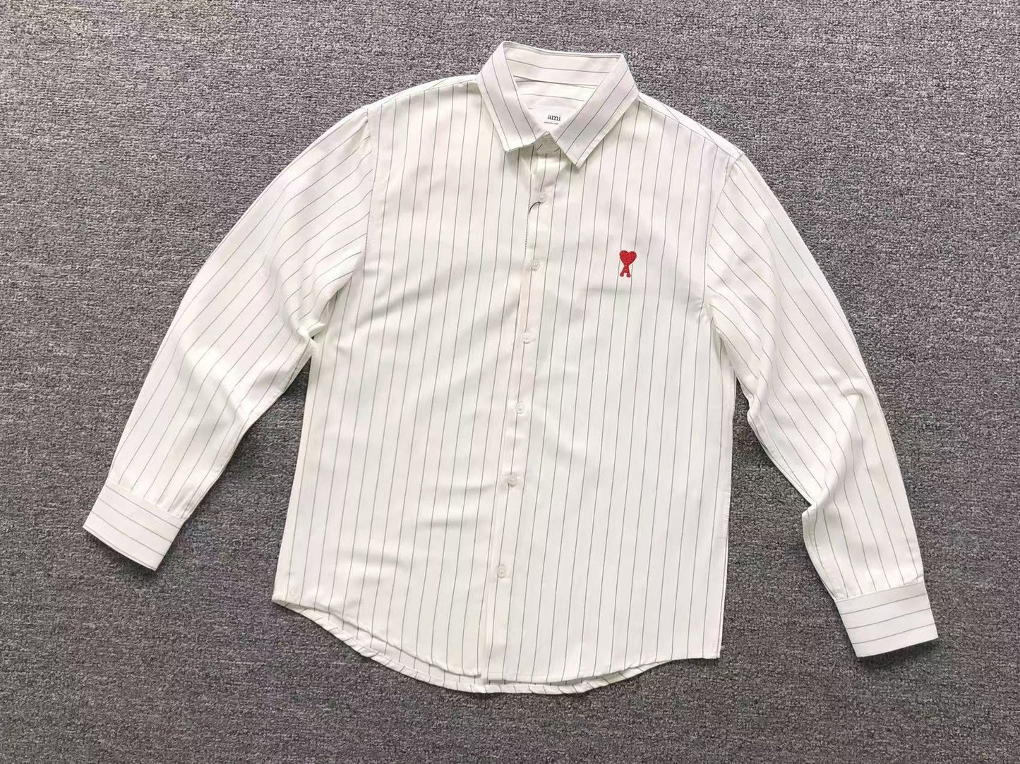 Camisa AMI Paris Striped Heart Manga Longa