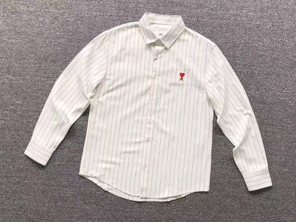 Camisa AMI Paris Striped Heart Manga Longa