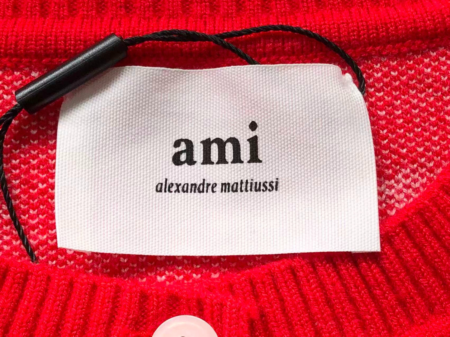 Suéter Cardigan AMI Paris Heart Pattern Vermelho Feminino