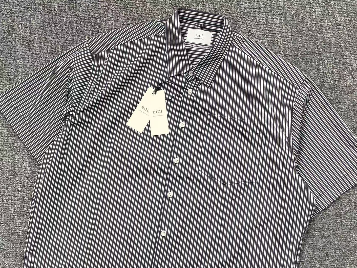 Camisa AMI Paris Striped Short Sleeve