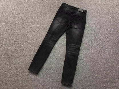 Calça AMIRI Tonal Logo Distress Denim