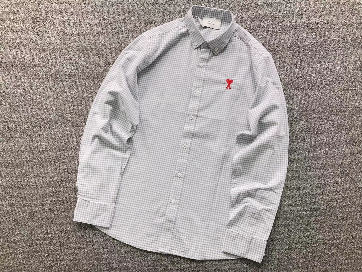 Camisa Social AMI Paris Vichy Heart Logo