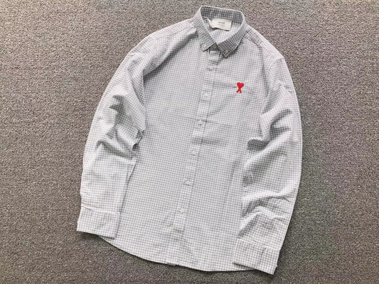 Camisa Social AMI Paris Vichy Heart Logo