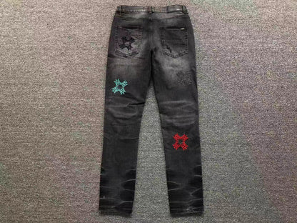 Calça AMIRI Multi Patch Black Destroyed Denim