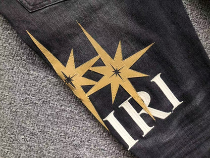 Calça AMIRI Star Logo Black Denim