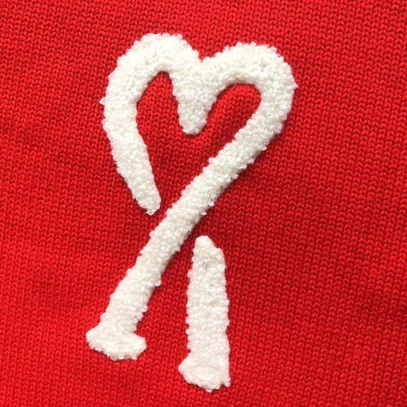 Suéter AMI Paris Heart Logo Vermelho