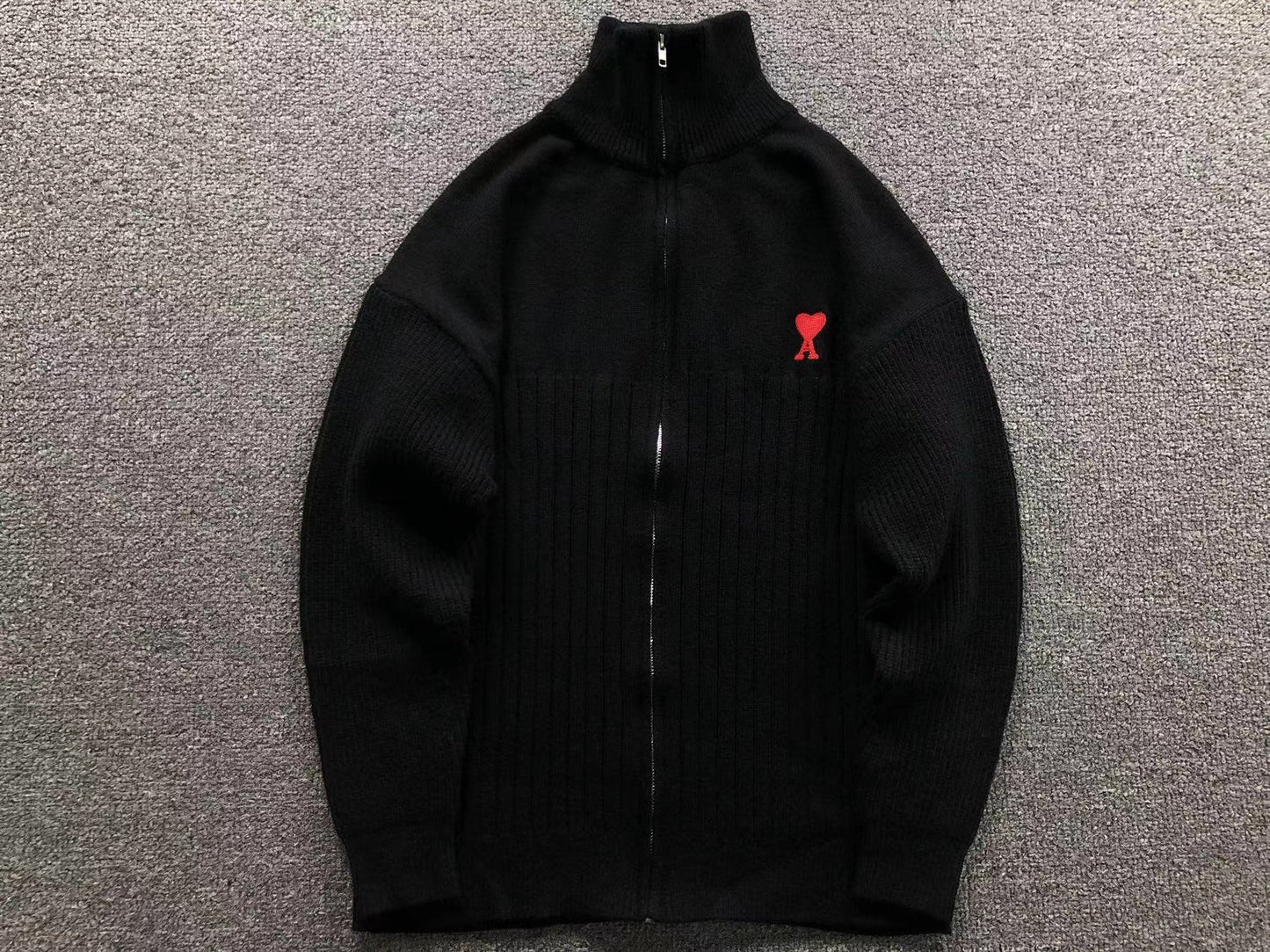 Suéter AMI Paris Gola Alta Zip Heart