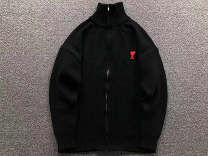 Suéter AMI Paris Gola Alta Zip Heart