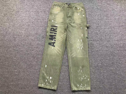 Calça AMIRI Military Green Logo Cargo Denim