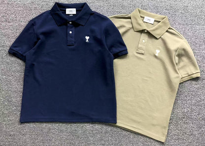 Camiseta Polo AMI Paris Mini Heart Logo Contrast Classic