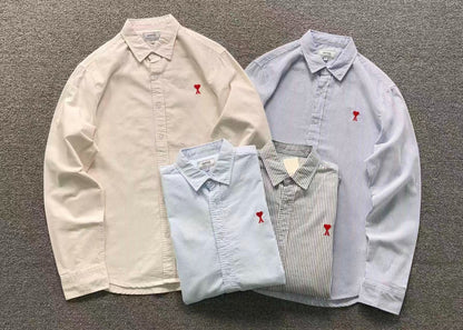 Camisa AMI Paris Striped Mini Heart Premium