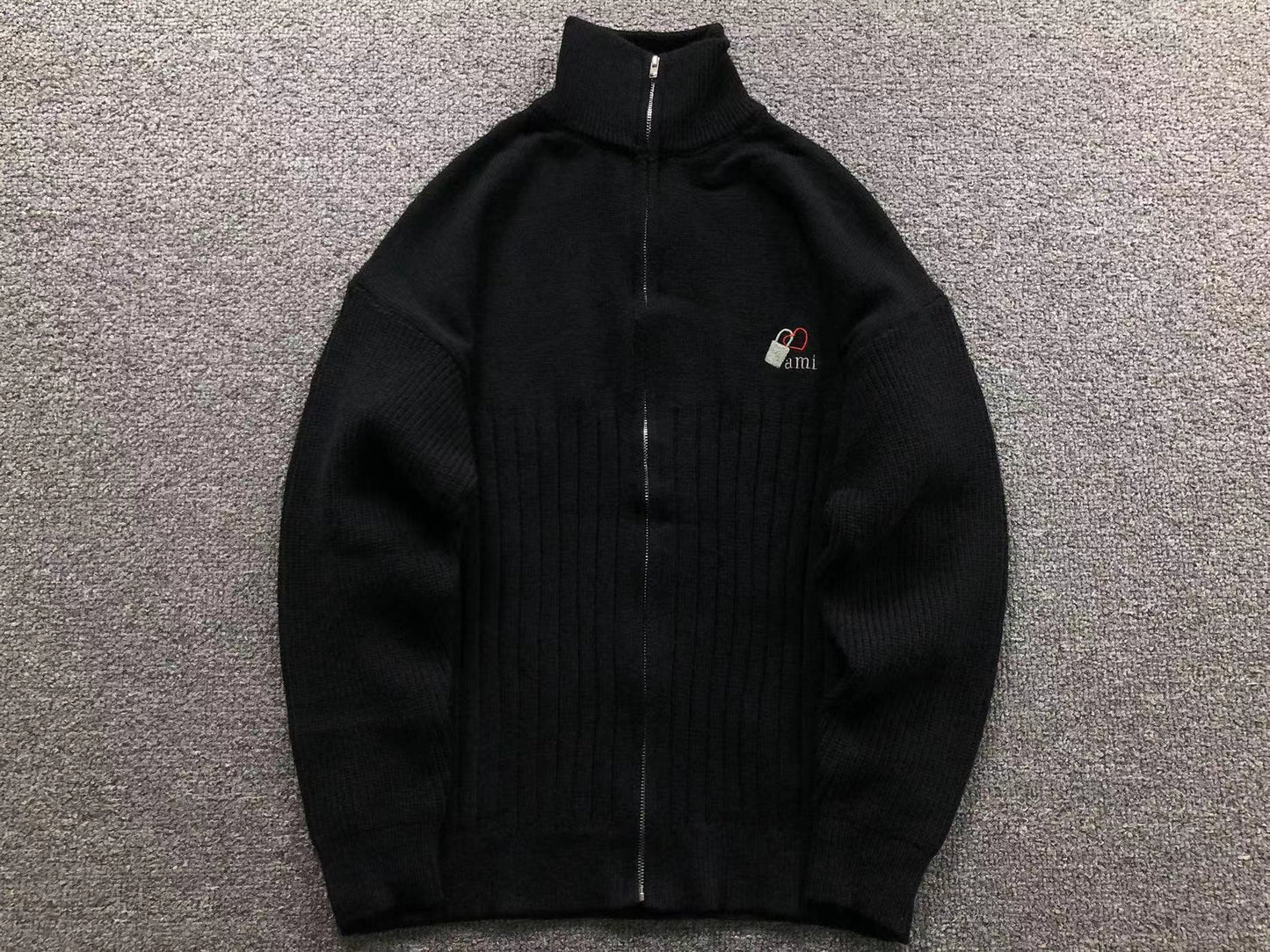 Suéter AMI Paris Gola Alta Zip Heartlock