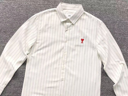Camisa AMI Paris Striped Heart Manga Longa