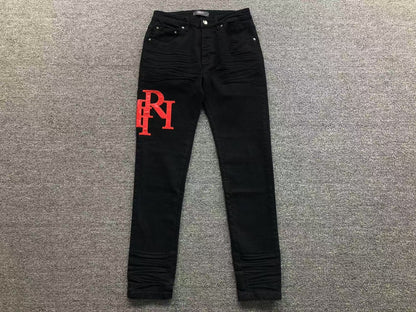 Calça AMIRI Logo Red Black Denim
