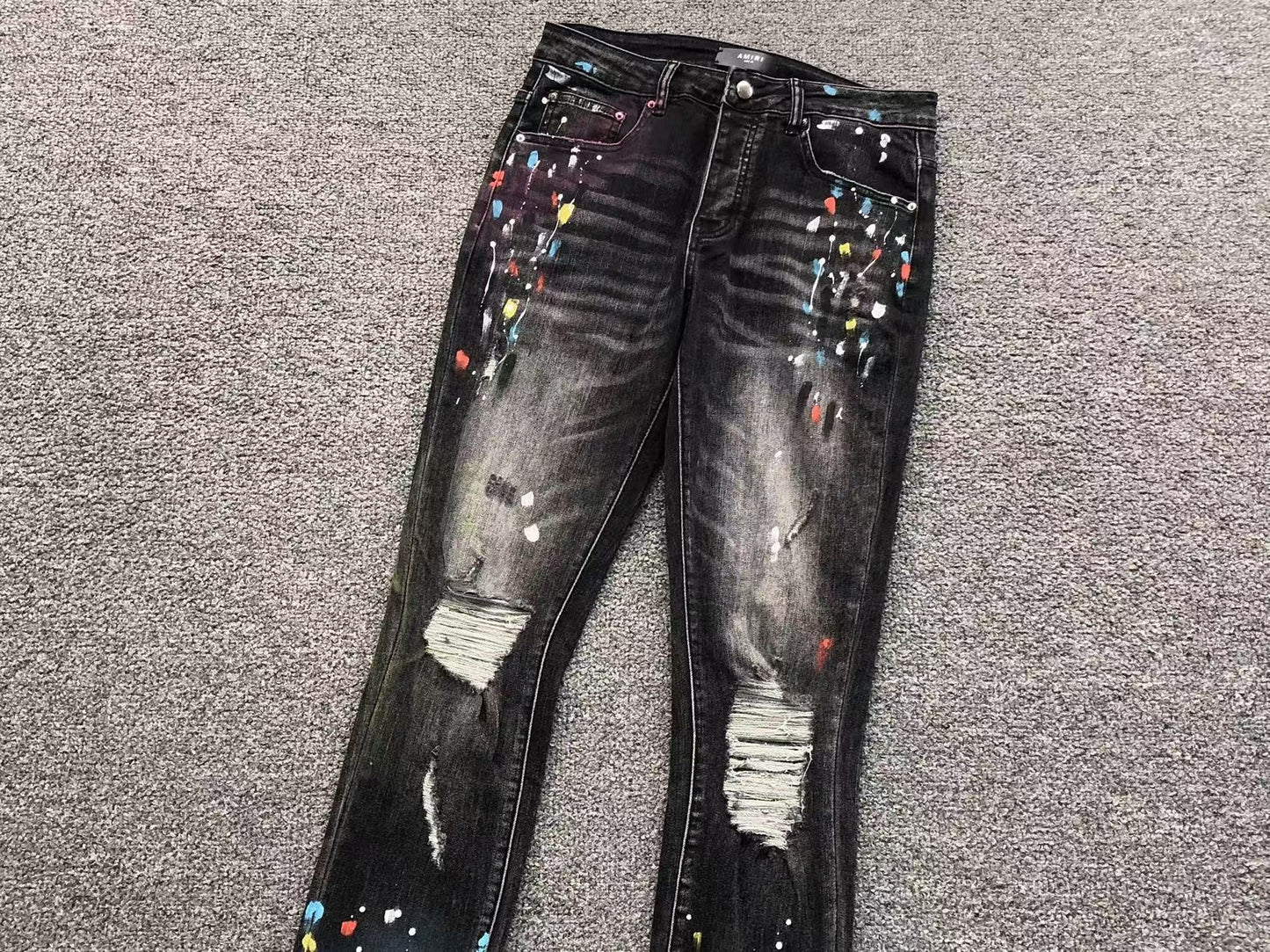 Calça AMIRI Galaxy Paint Black Denim