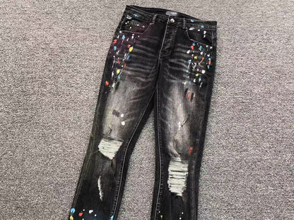 Calça AMIRI Galaxy Paint Black Denim