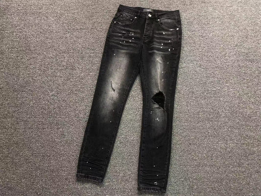 Calça AMIRI Black Paint Wash Denim