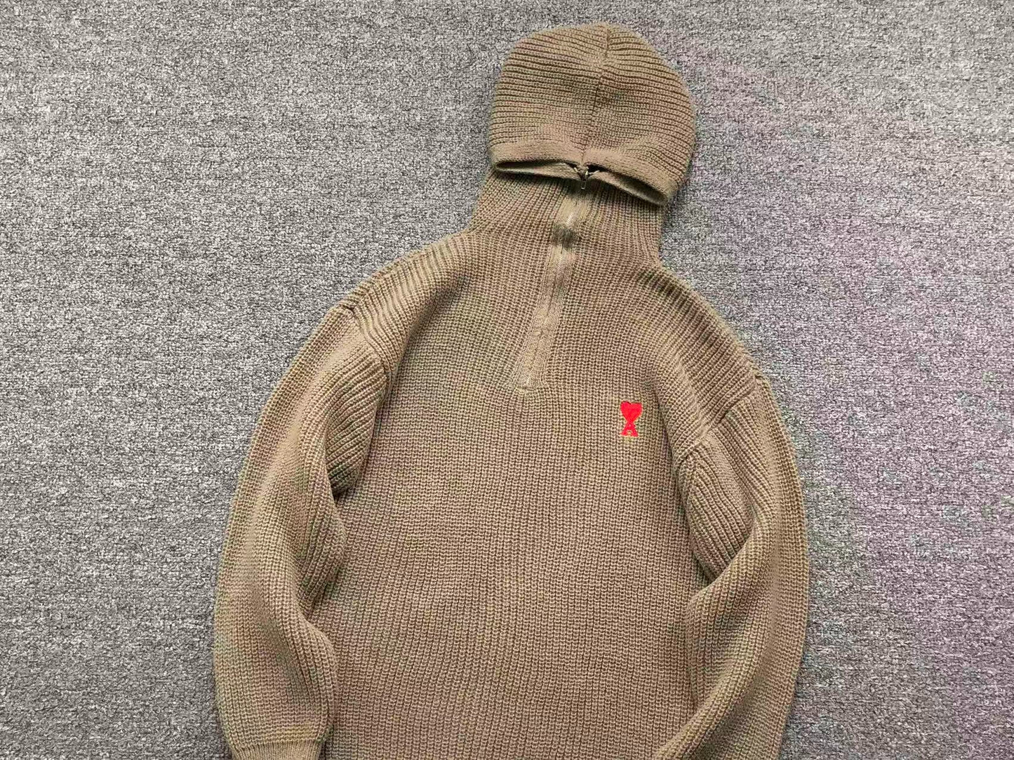 Suéter AMI Paris Knit Half-Zip Coração Minimal