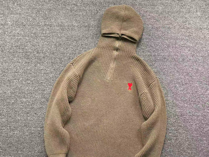 Suéter AMI Paris Knit Half-Zip Coração Minimal