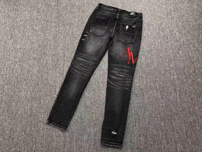 Calça AMIRI Red Logo Destroyed