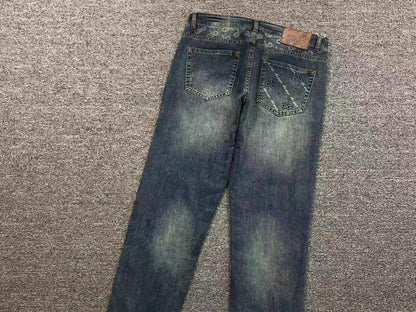 Calça ALO jeans reta azul estonado