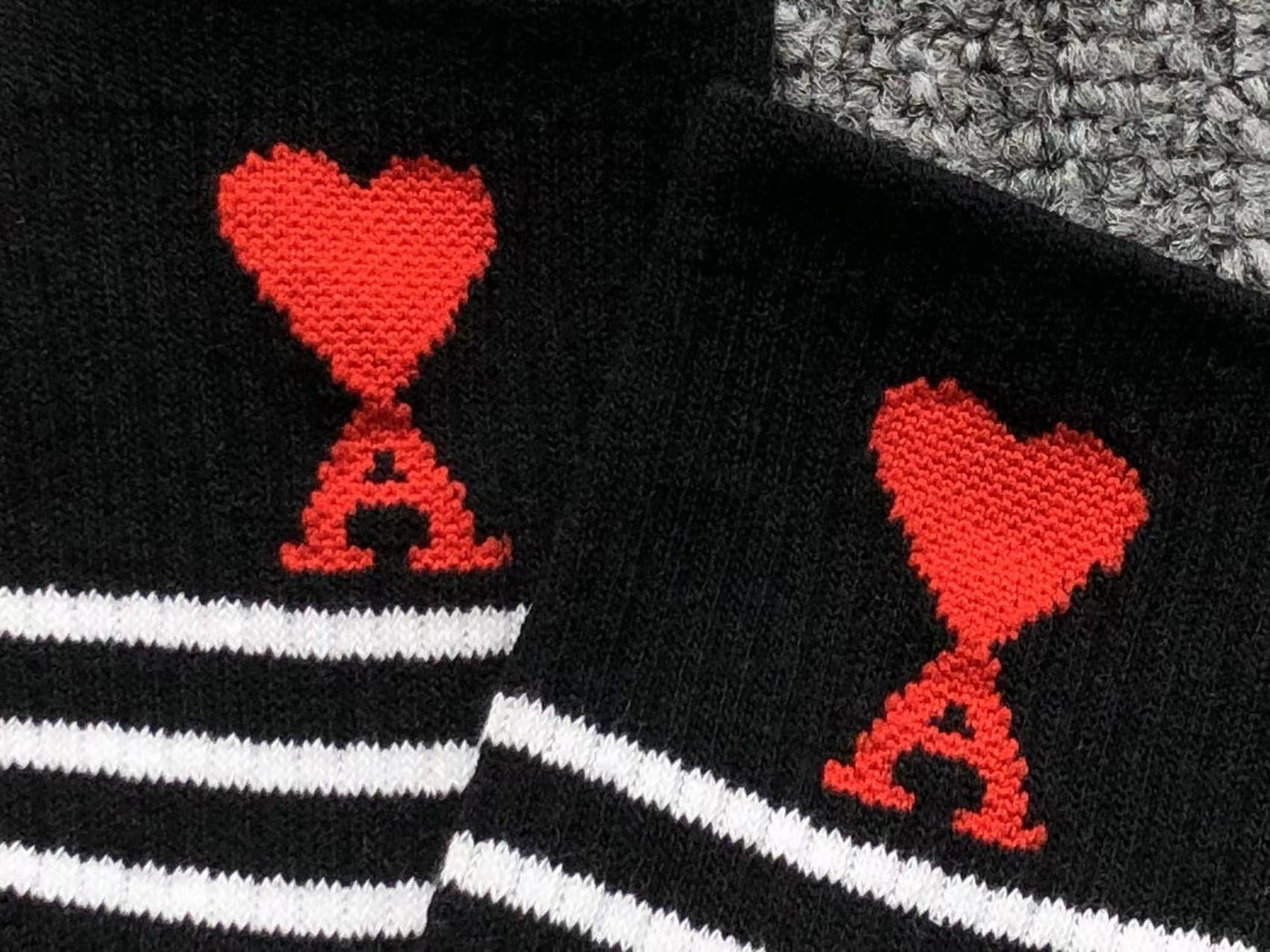 Meia AMI Paris Stripe Heart