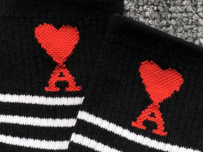 Meia AMI Paris Stripe Heart