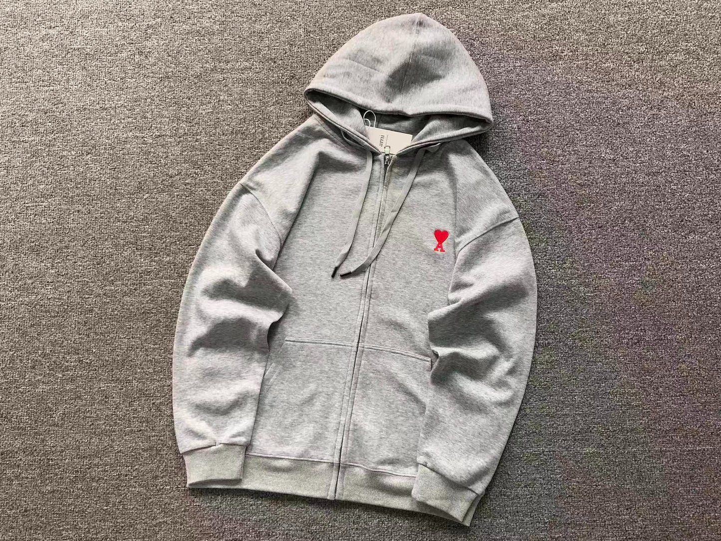 Moletom AMI Paris Zip Hoodie Logo Heart