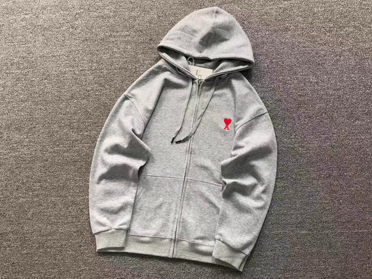 Moletom AMI Paris Zip Hoodie Logo Heart