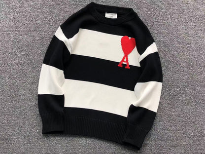 Suéter AMI Paris Stripe Bold Coração