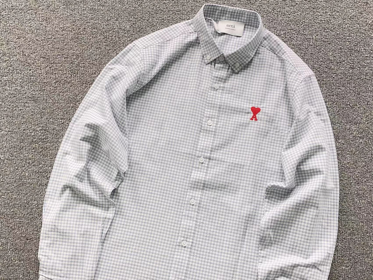 Camisa Social AMI Paris Vichy Heart Logo