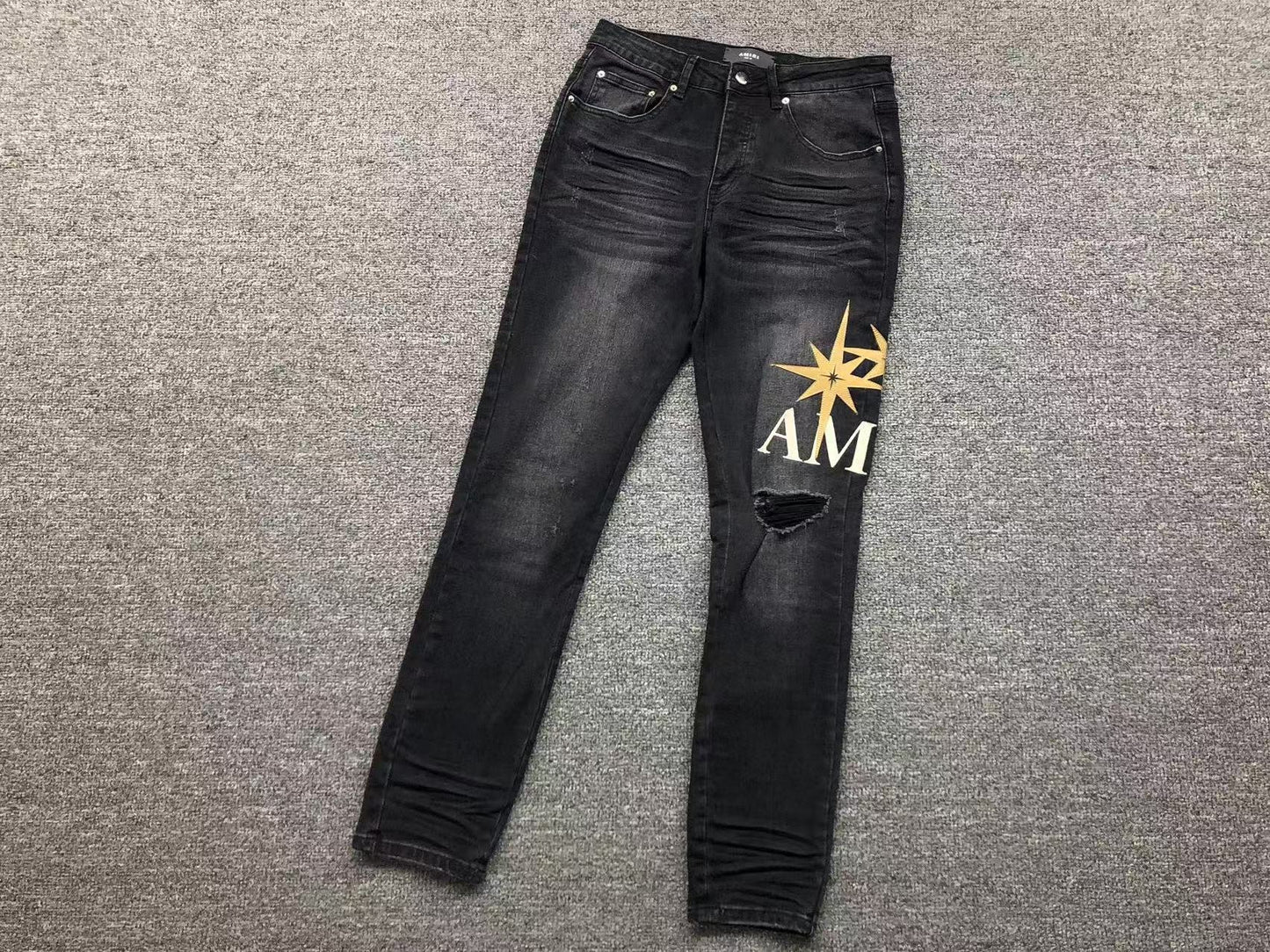 Calça AMIRI Star Logo Black Denim