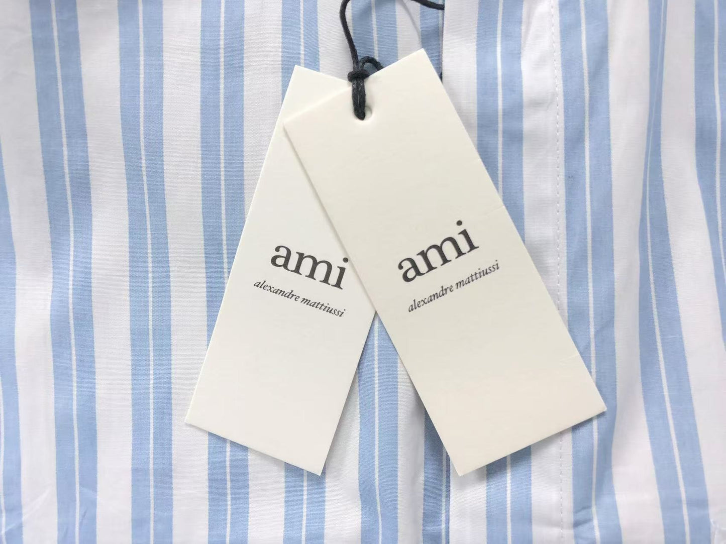 Camisa AMI Paris Stripe Mini Heart Blue