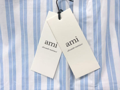 Camisa AMI Paris Stripe Mini Heart Blue
