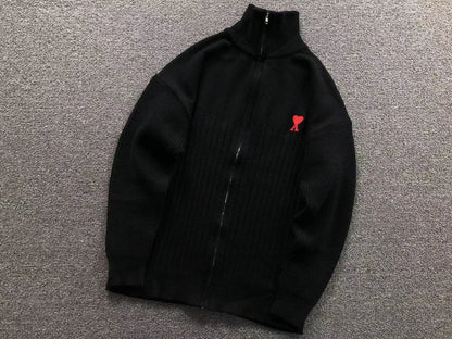 Suéter AMI Paris Gola Alta Zip Heart