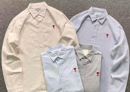 Camisa AMI Paris Striped Mini Heart Premium
