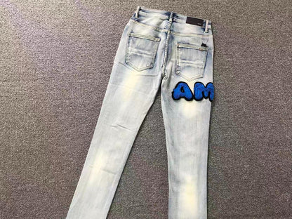 Calça AMIRI Ice Blue Patch Denim