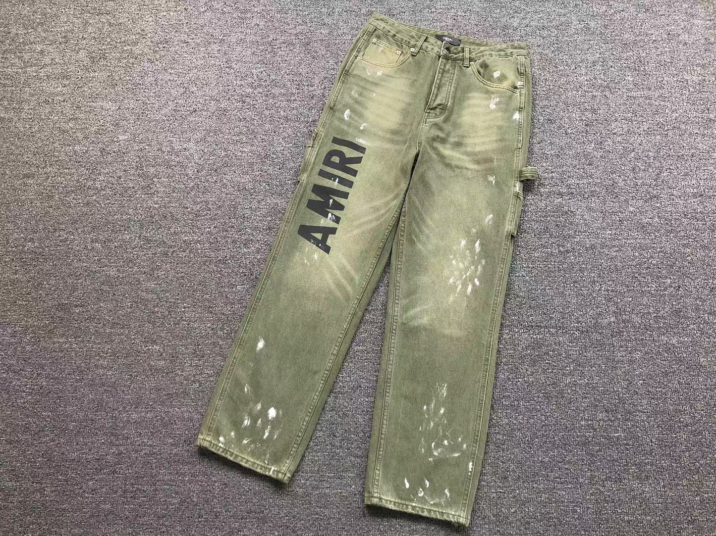 Calça AMIRI Military Green Logo Cargo Denim
