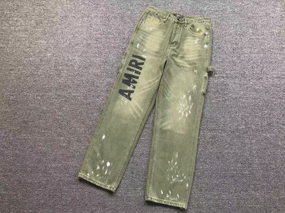 Calça AMIRI Military Green Logo Cargo Denim