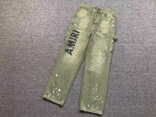 Calça AMIRI Military Green Logo Cargo Denim