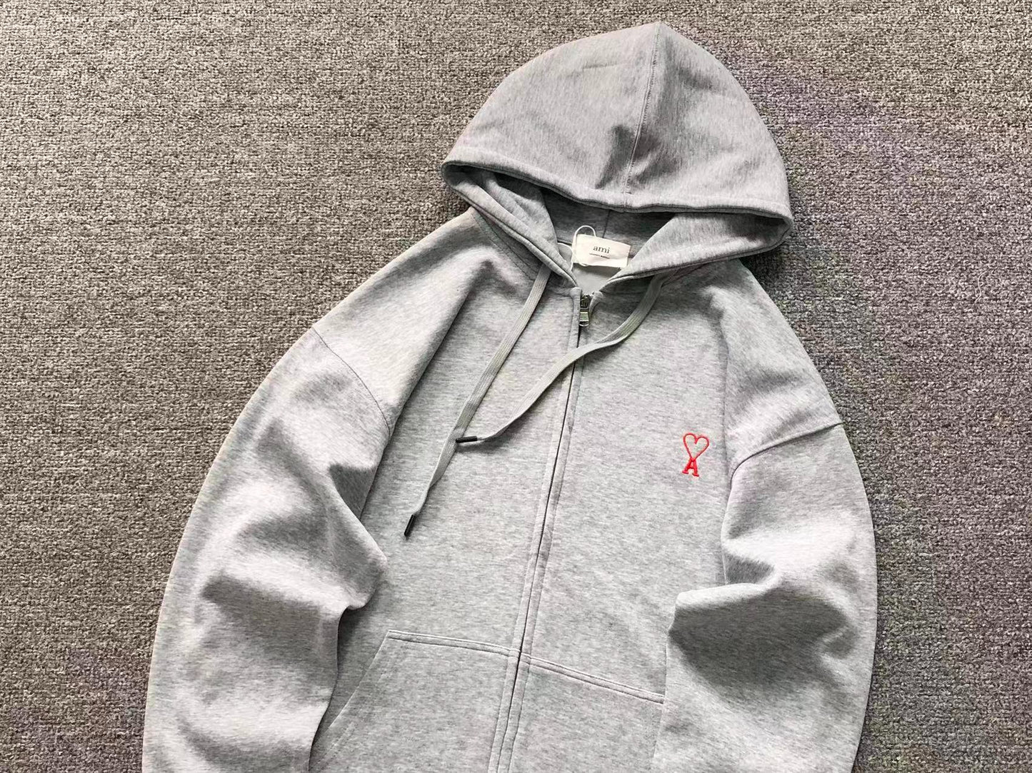 Moletom com Capuz AMI Paris Zip Hoodie Logo Coração
