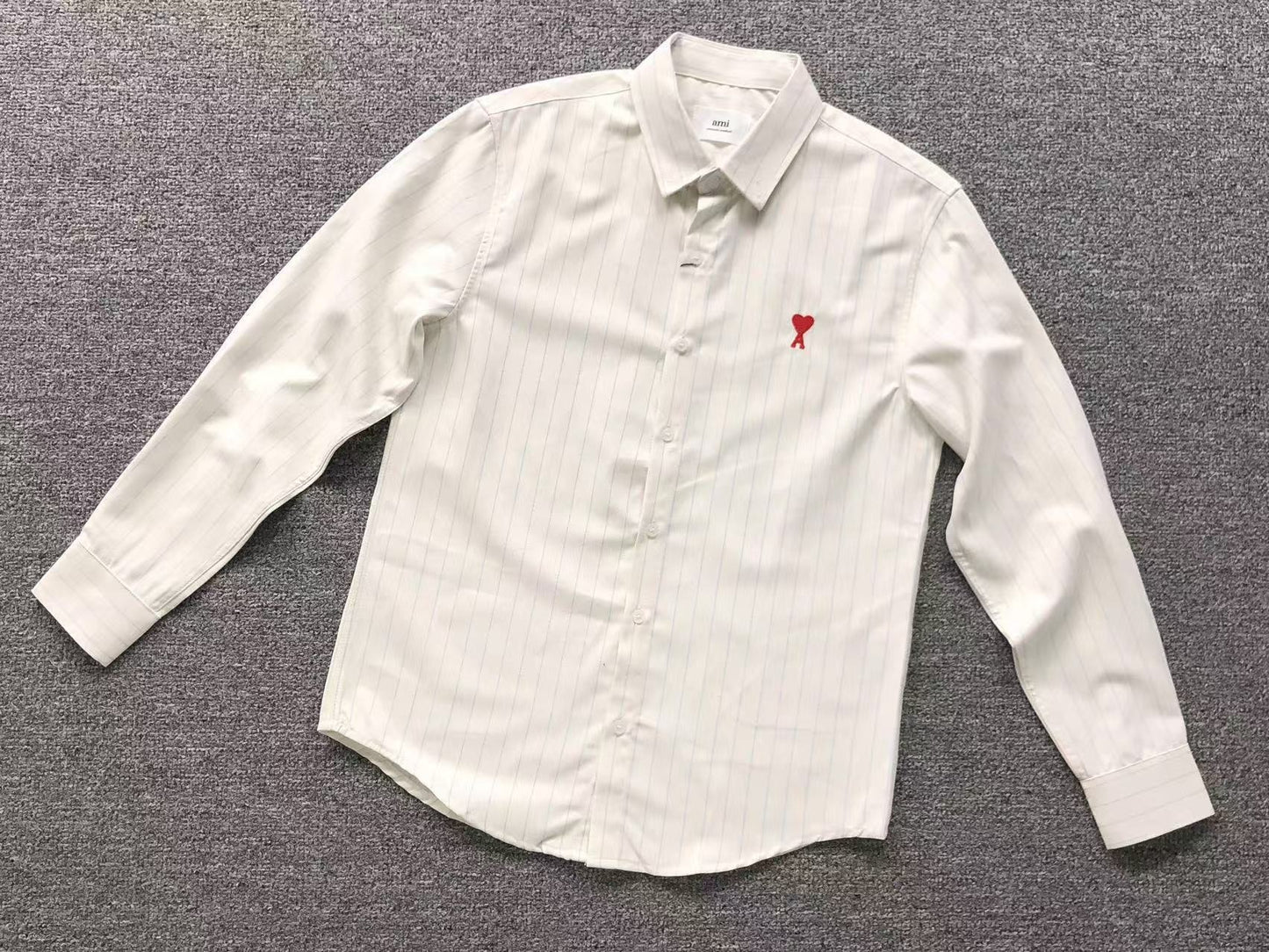 Camisa AMI Paris Striped Heart Manga Longa