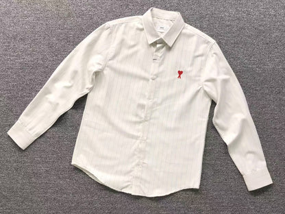 Camisa AMI Paris Striped Heart Manga Longa