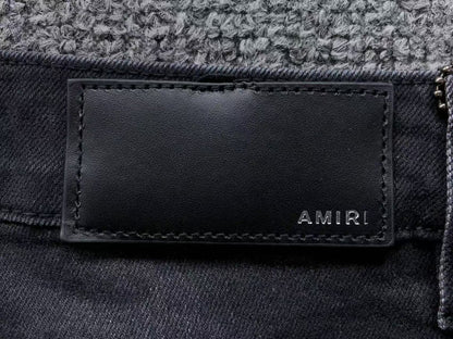 Calça AMIRI Tonal Logo Distress Denim