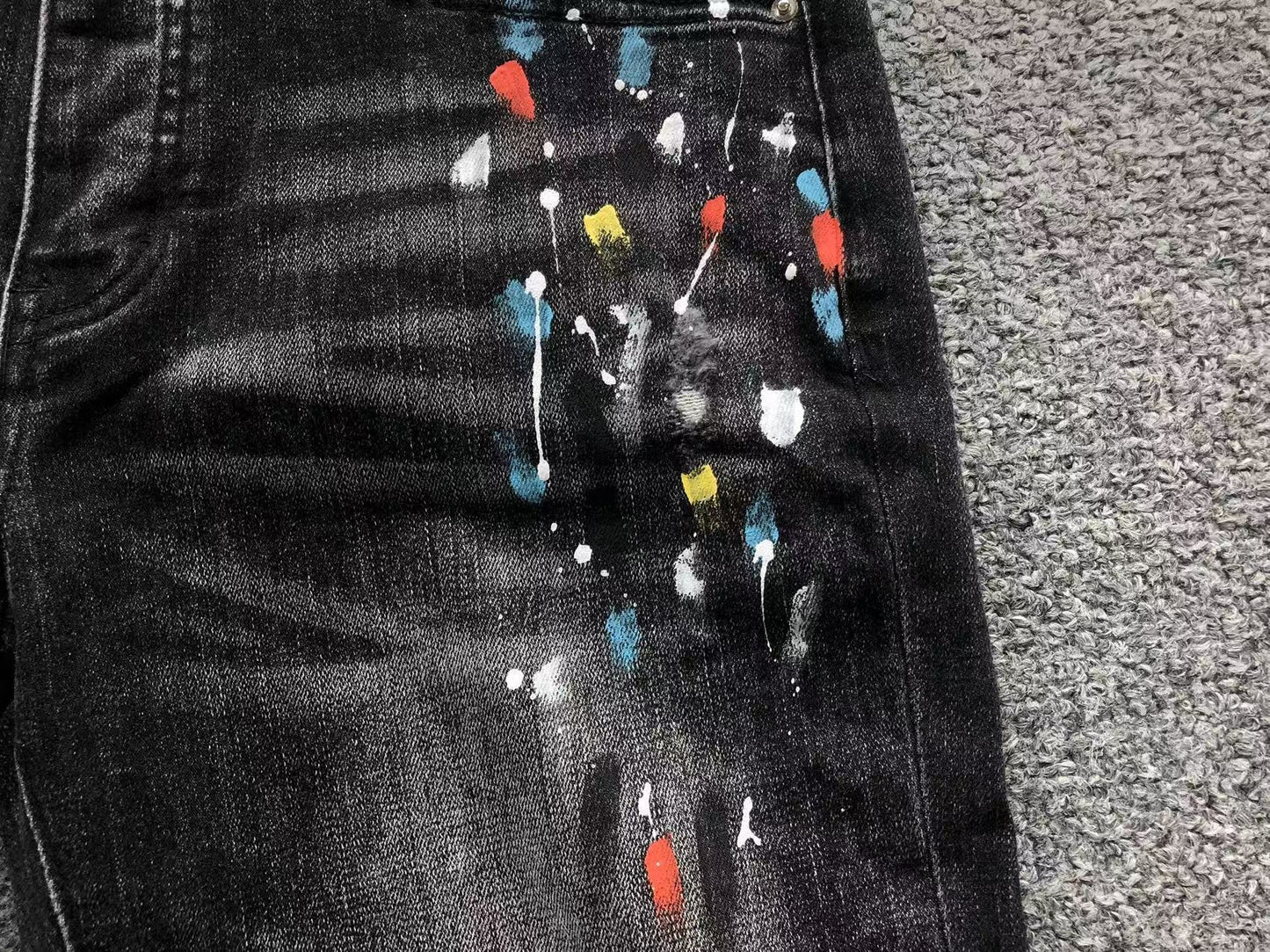 Calça AMIRI Galaxy Paint Black Denim