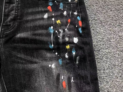 Calça AMIRI Galaxy Paint Black Denim